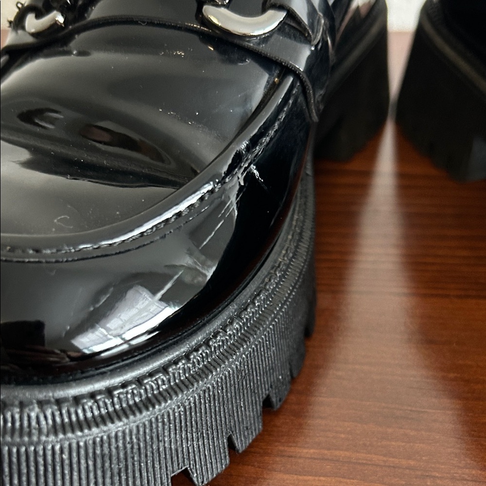 Black Patent Loafers | Chunky Sole | Classic Preppy Gothic Style - Picture 9 of 10
